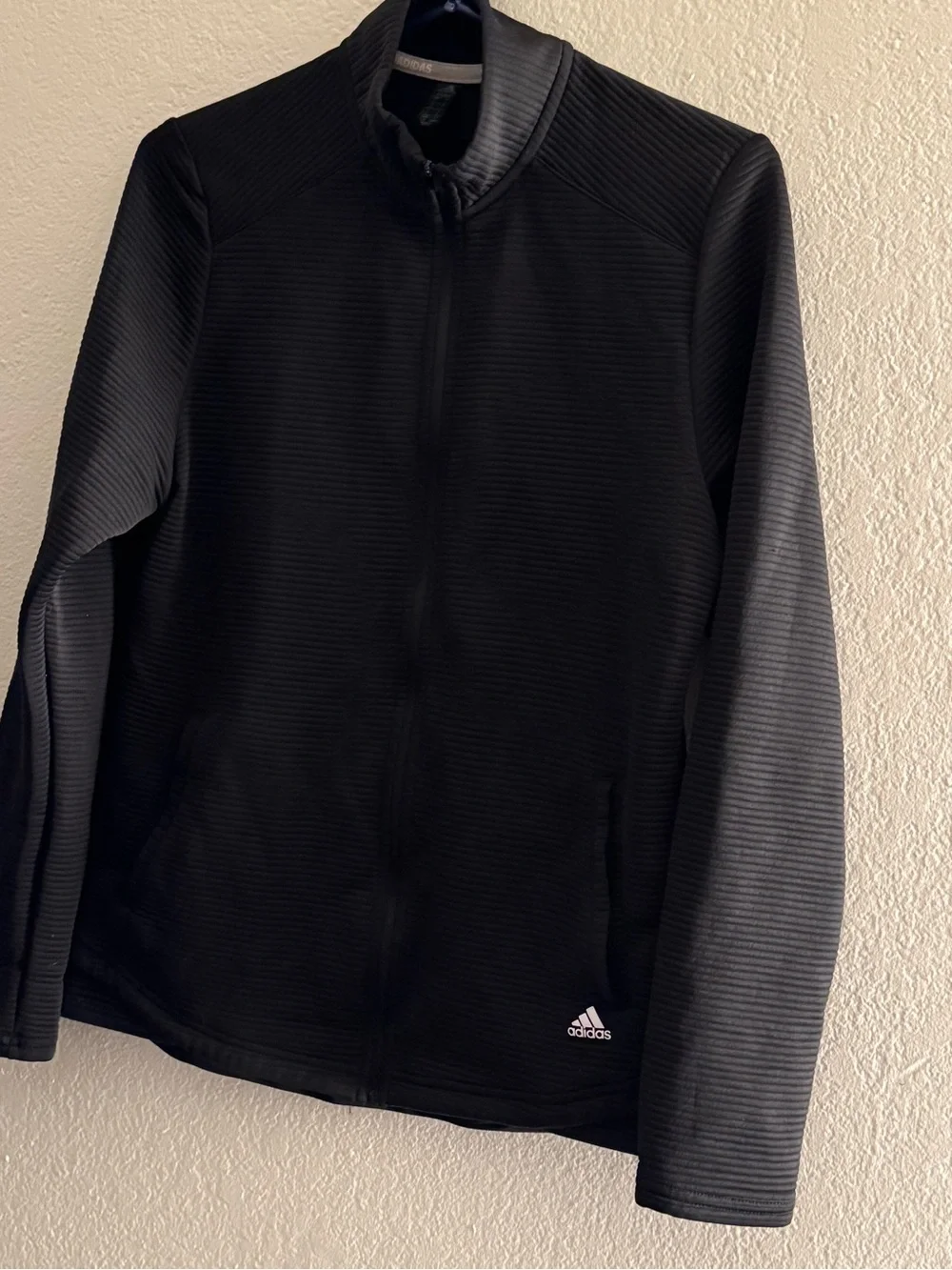 adidas golf Black Ribbed Full-Zip Performance Jacket